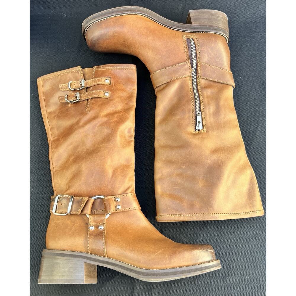 STEVE MADDEN Bryanna Moto Boot Brown Leather Women's Size 8 US - Picture 5 of 14